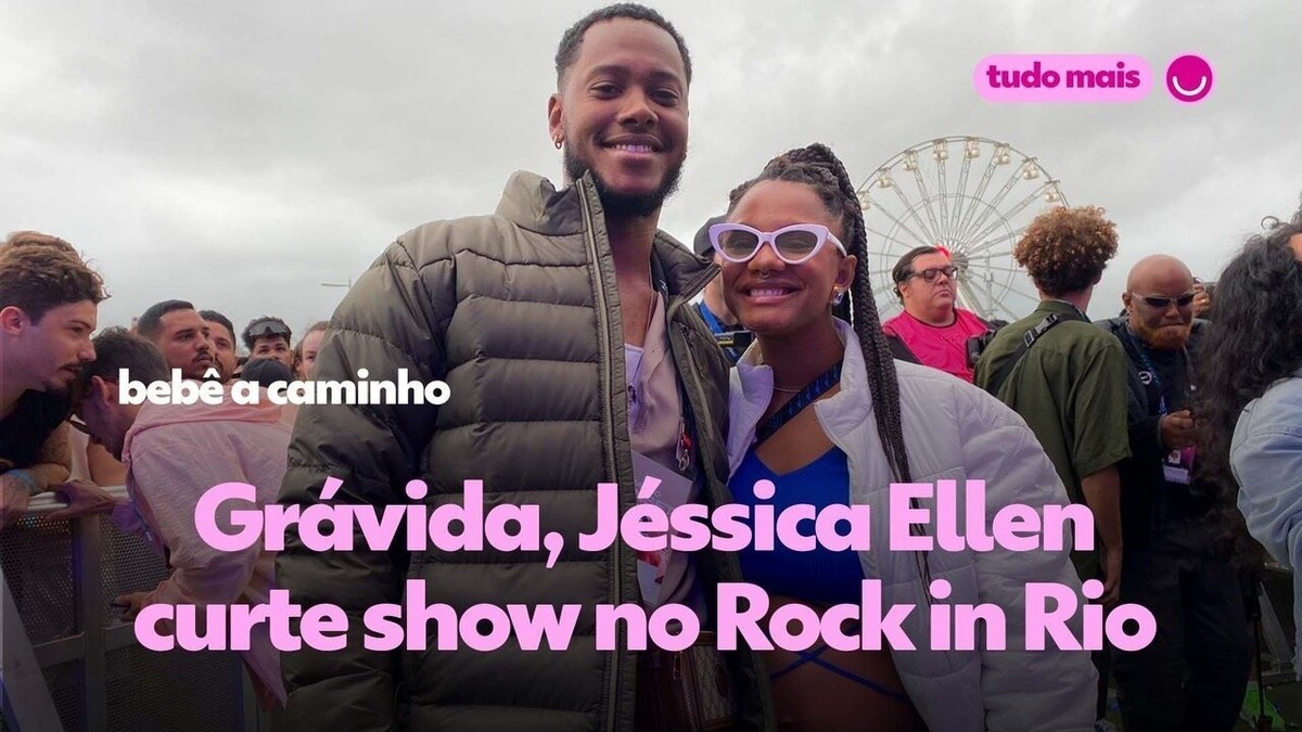 Jéssica Ellen revela sexo do bebê e exibe barrigão no Rock in Rio