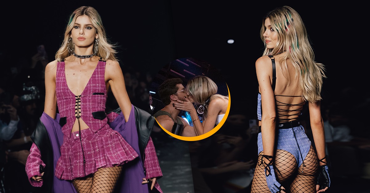 SPFW Camila Queiroz desfila de lingerie tasca beijão em Klebber