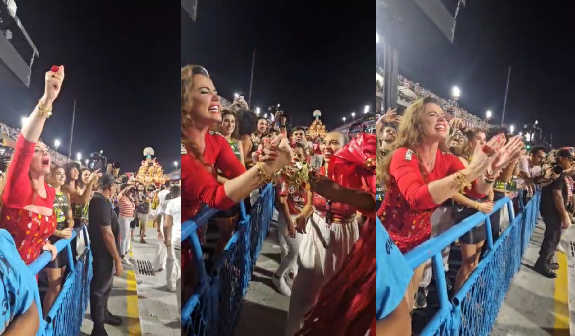 Luma de Oliveira se emociona com ala de 'Lumas' no desfile da Viradouro