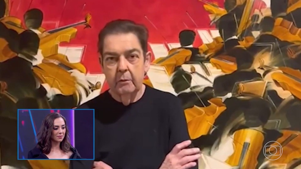 Fausto Silva surge no Domingão com Huck e manda recado para a filha, Lara — Foto: Globo