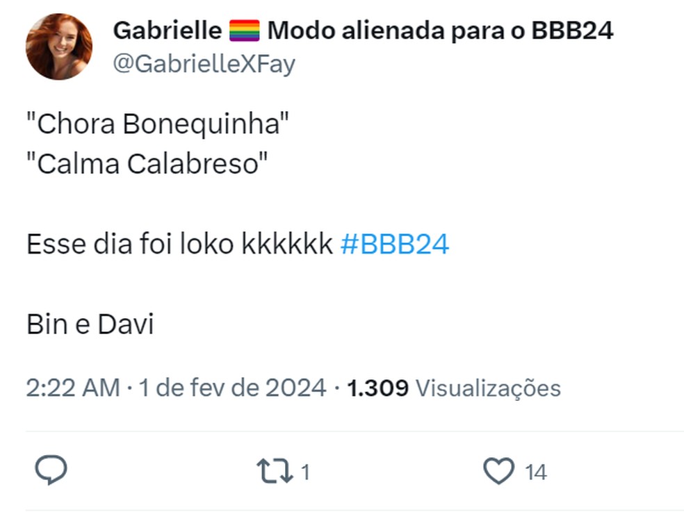 Frases de tretas no BBB 24 viralizam nas redes sociais — Foto: Reprodução/Twitter