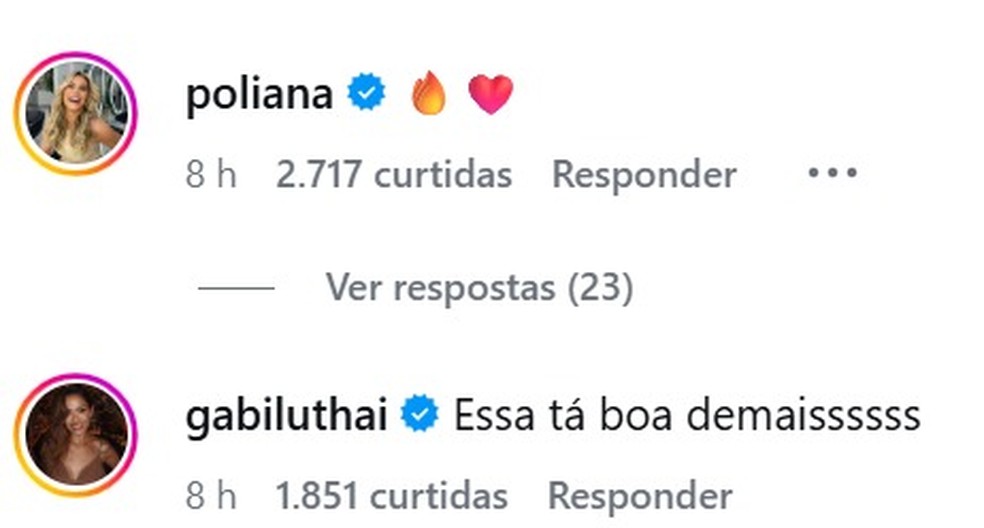 Poliana Rocha e Gabi Luthai reagem a novo clipe de Ana Castela e Z Felipe  Foto: Instagram
