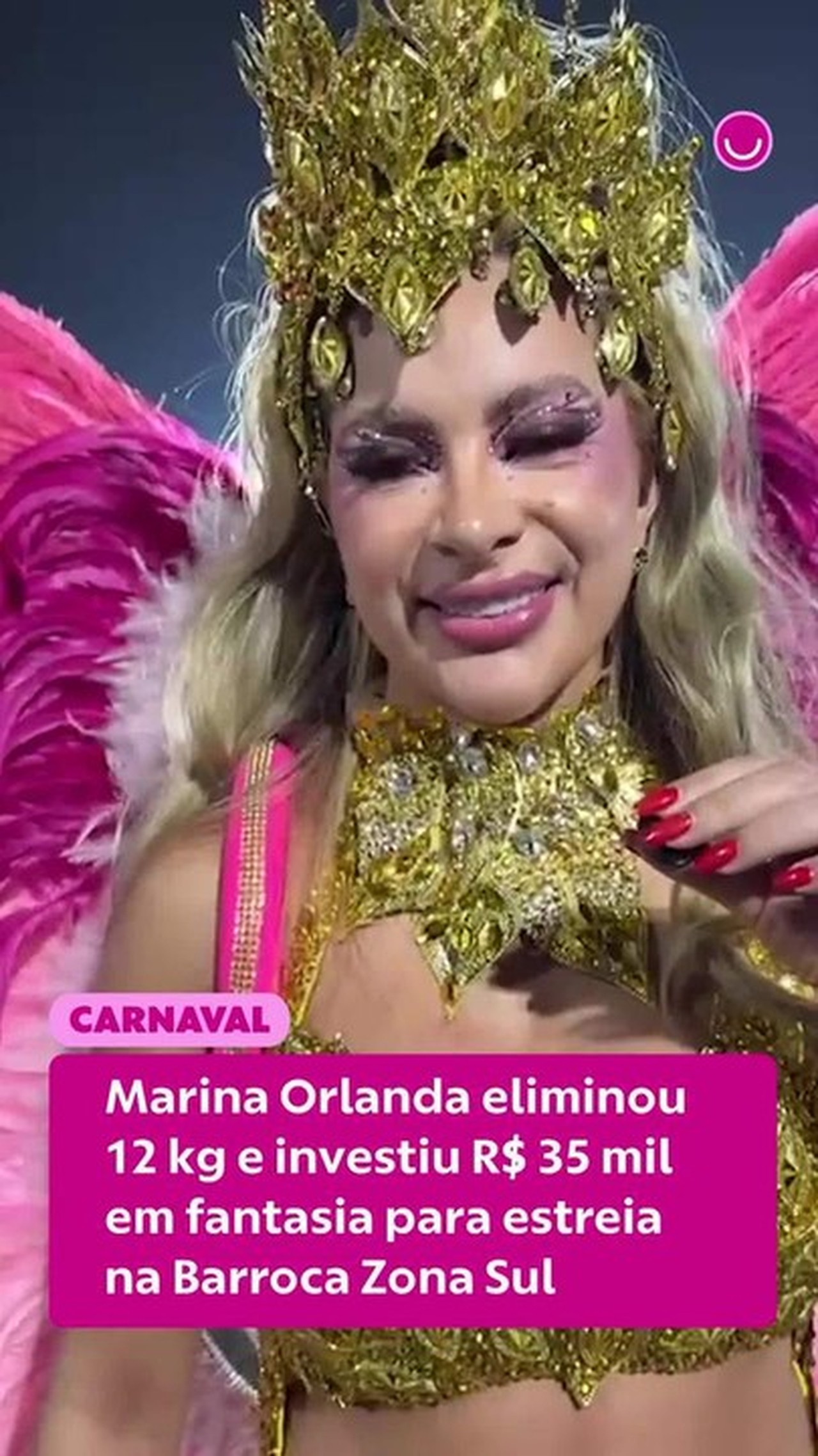 Marina Orlanda eliminou 12 kg e investiu R$ 35 mil em fantasia para estreia na Barroca Zona Sul