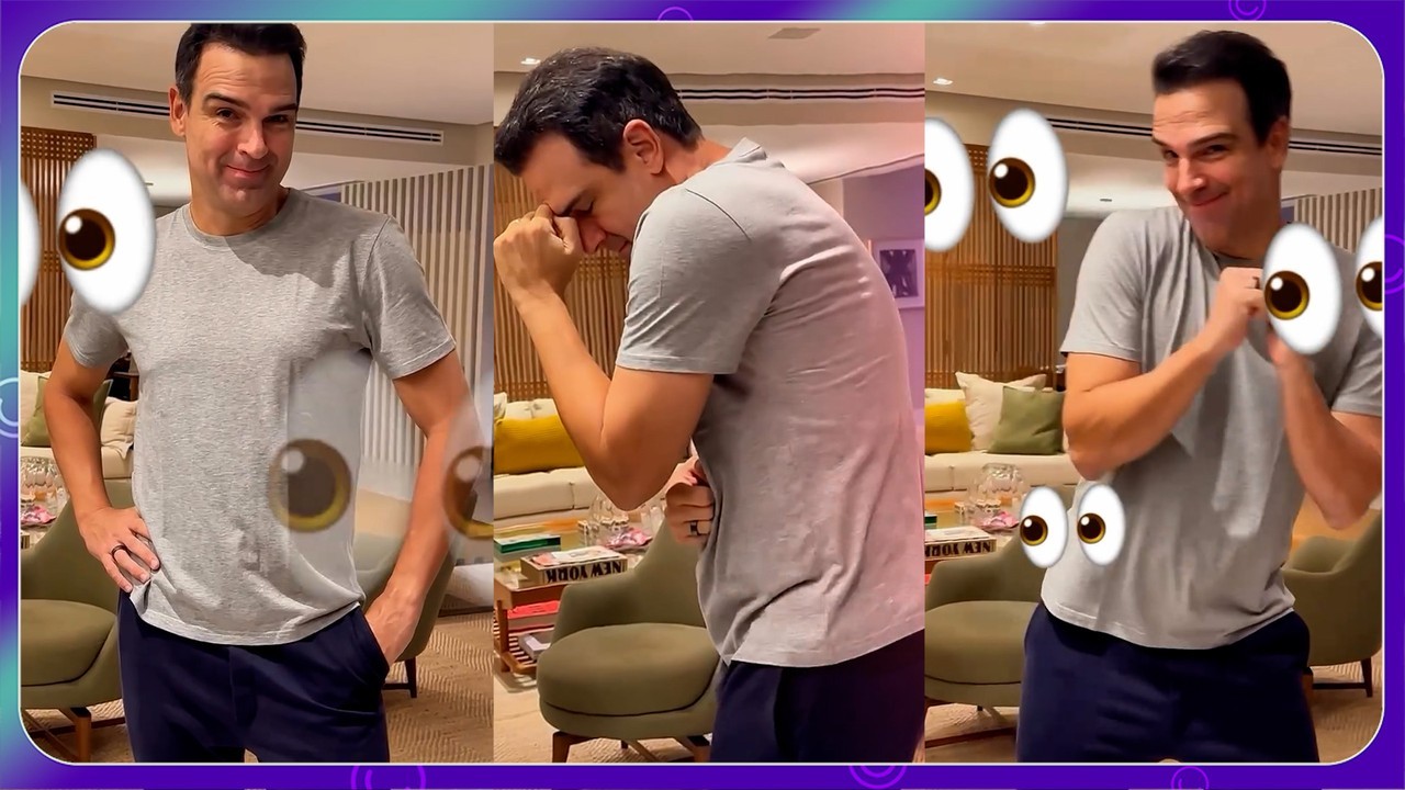 Tadeu Schmidt mostra seu gingado em dublagem em homenagem a Daniele Hypolito