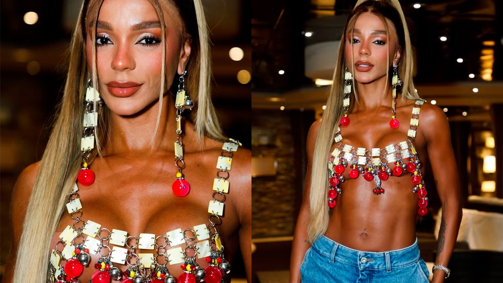 Brunna Gonçalves deixa seios à mostra em look para o cruzeiro