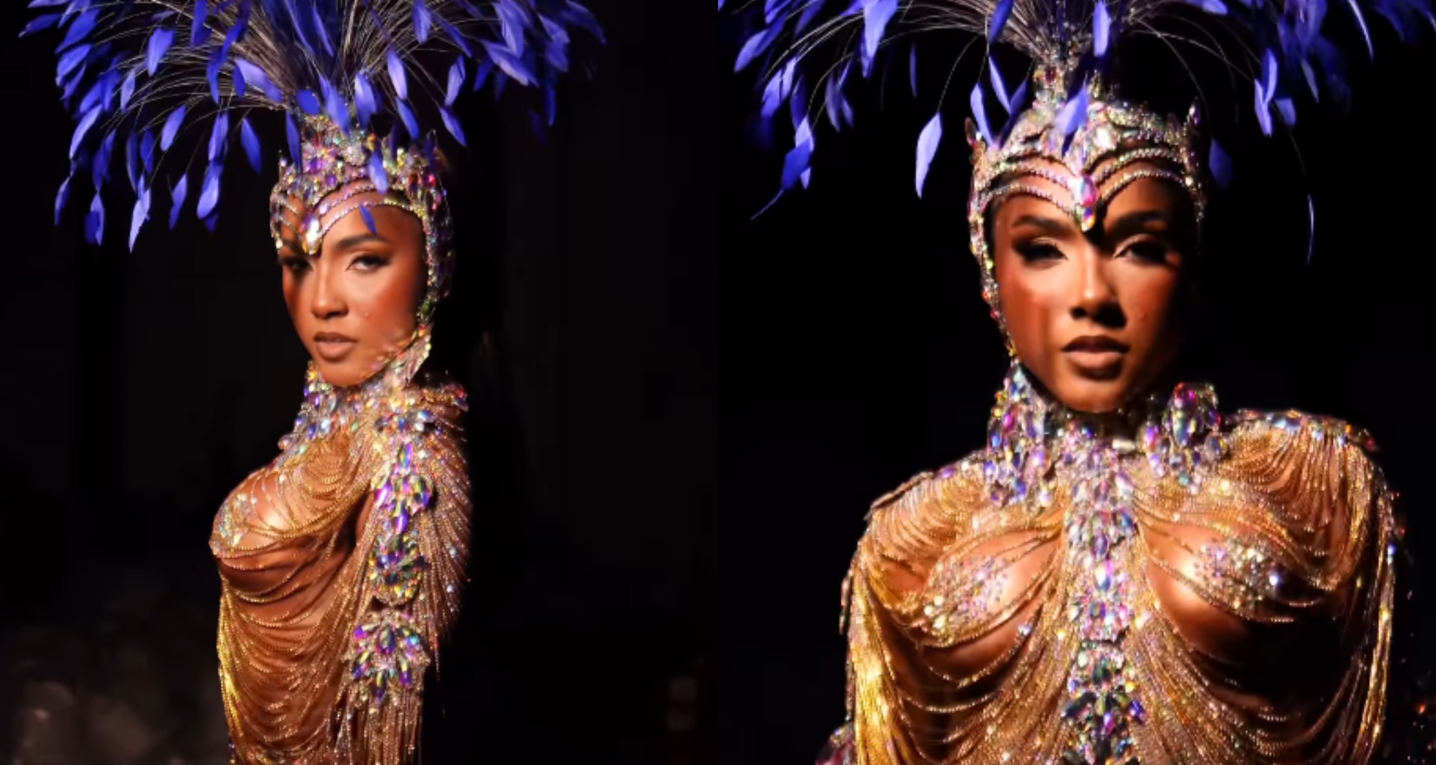 Rainha de bateria da Tuiuti usa look ousado após colocação de silicone