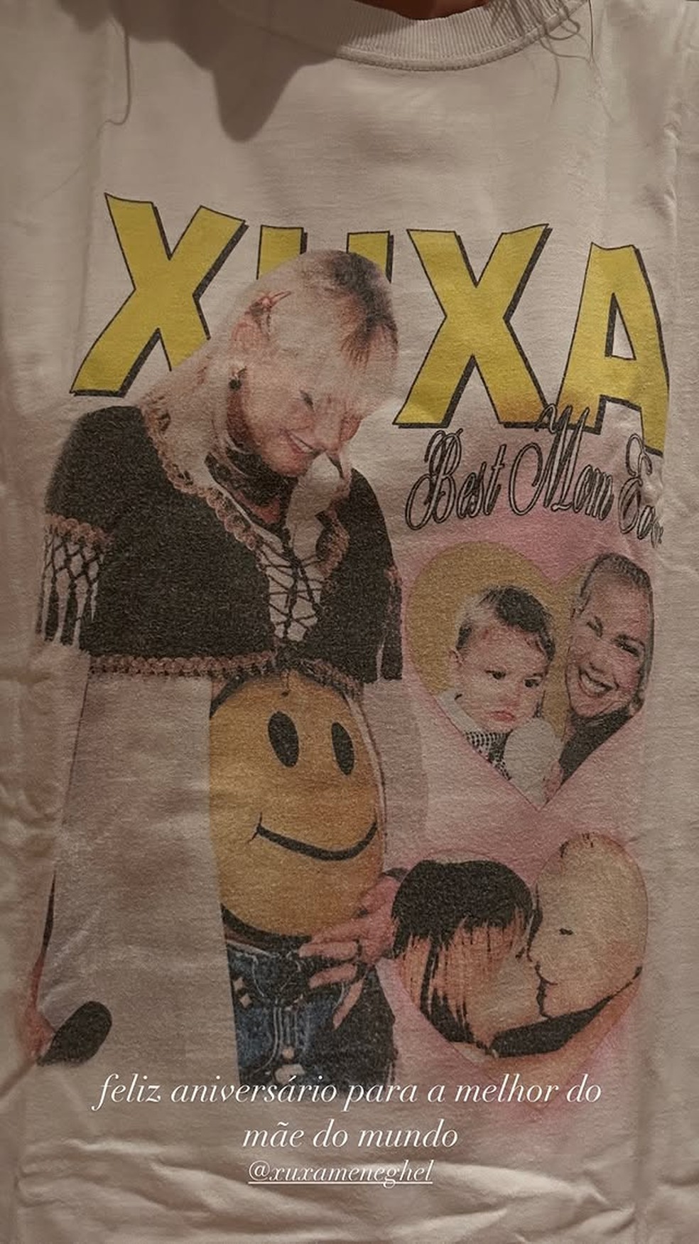 Sasha homenageou a mãe em dia do aniversário com camisa especial — Foto: Instagram