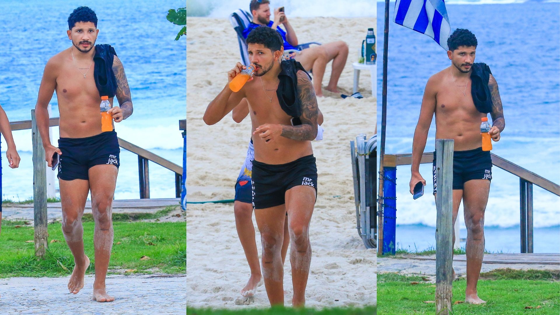 Namorado de IZA, Yuri Lima curte praia em tarde ensolarada no Rio de Janeiro