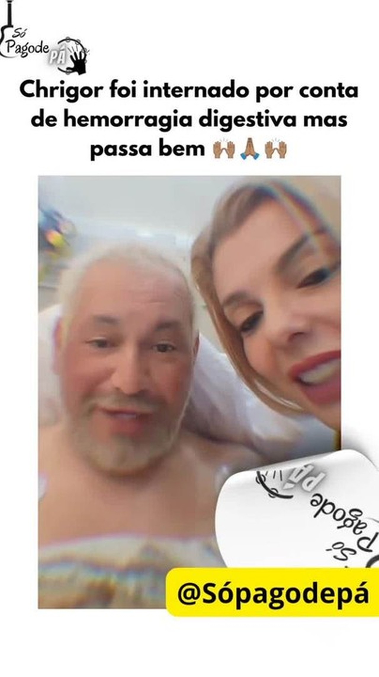 Internado após hemorragia digestiva, Chrigor aparece em leito de hospital e tranquiliza fãs: 'Estou bem'
