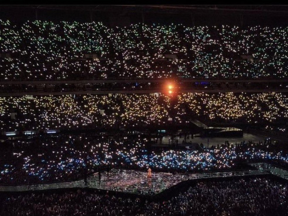 Fãs combinam e conseguem deixar Estádio Nilton Santos com as cores do Brasil — Foto: Reprodução