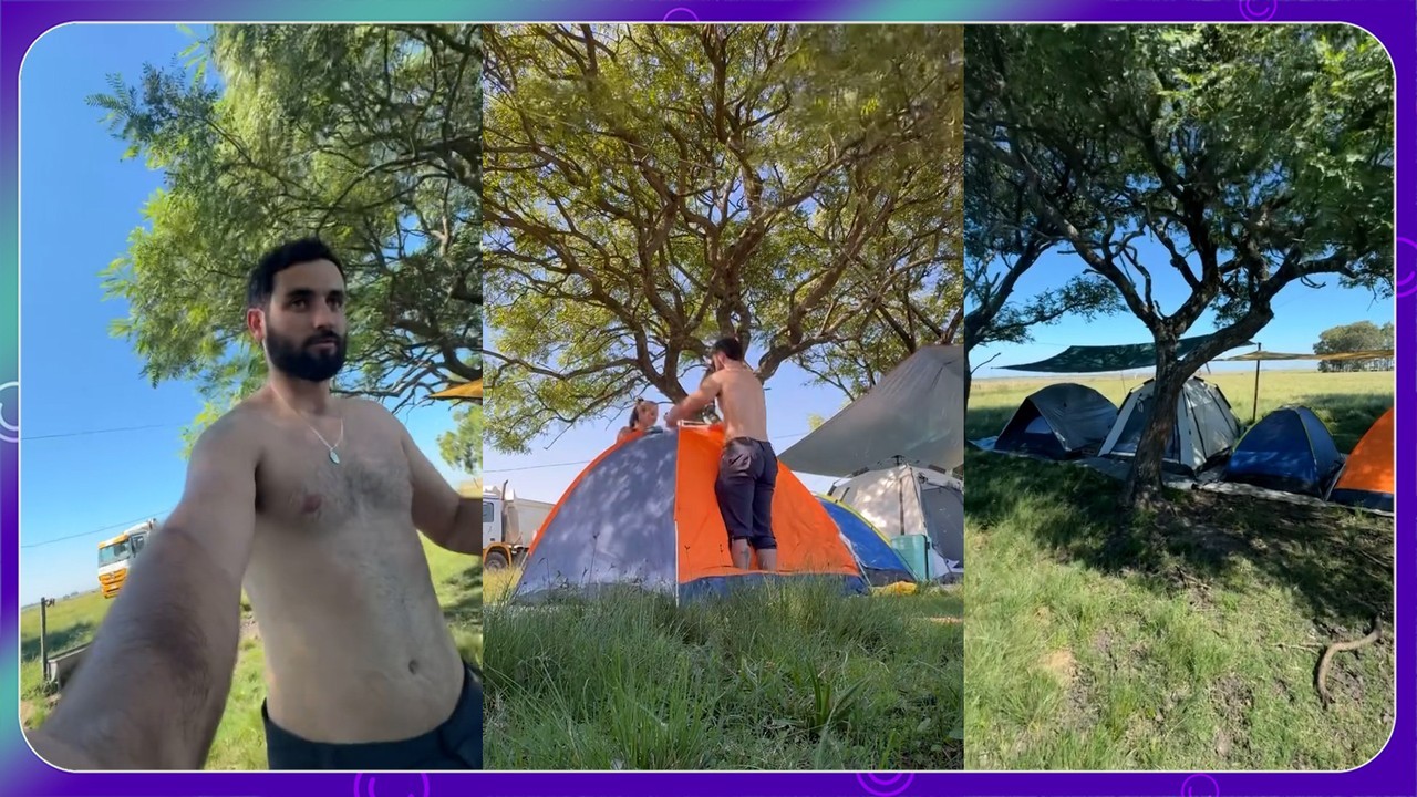 Matteus Amaral acampa com a nova namorada