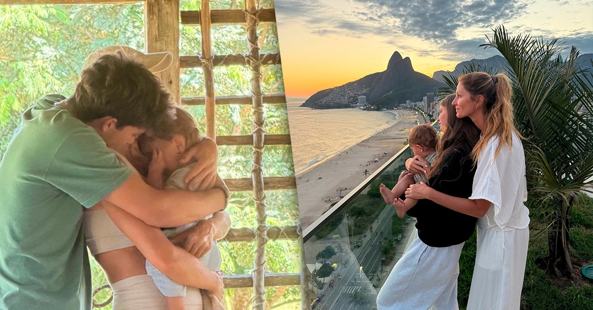 Gisele Bündchen encanta com cliques raros ao lado dos filhos