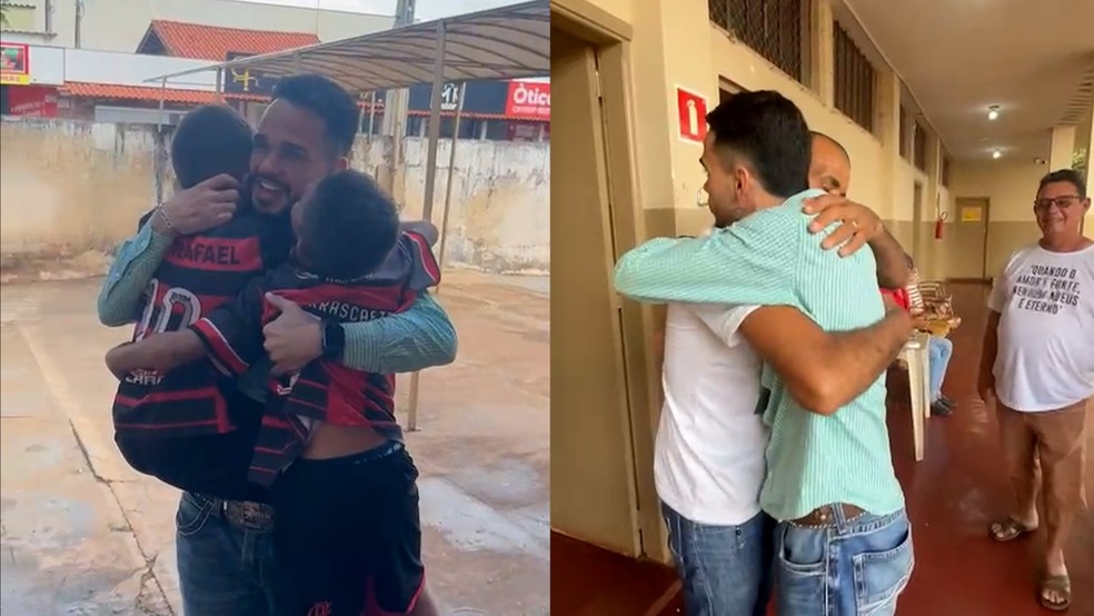 João Pedro reencontra a família em Buriti Alegre — Foto: Arquivo pessoal