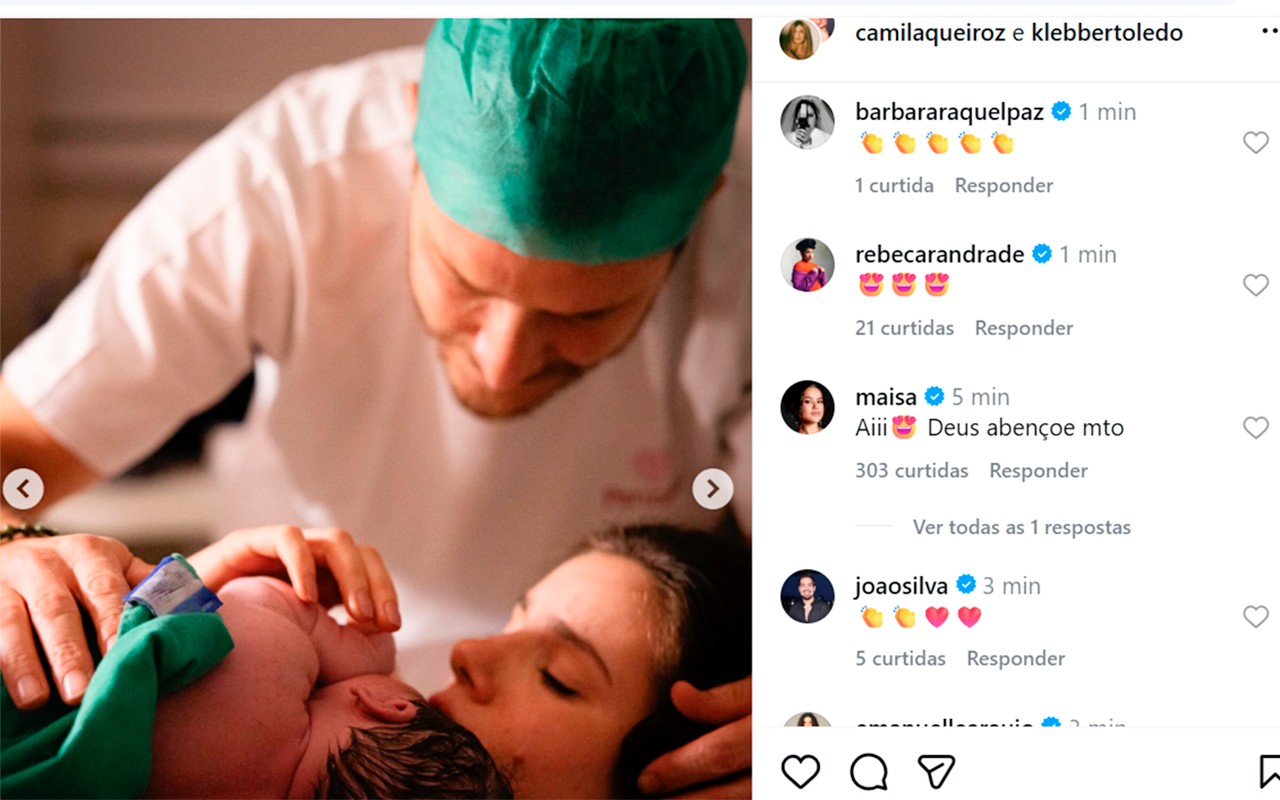 Famosos celebram nascimento da filha de Camila Queiroz e Klebber Toledo