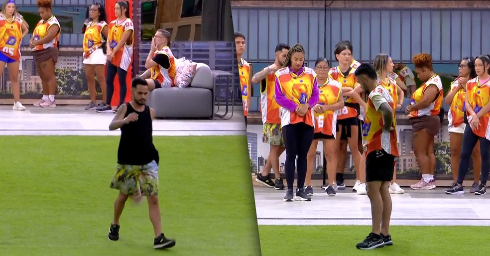 Com bronca de Tadeu Schmidt, gêmeos são eliminados antes da Prova de Resistência começar no BBB 25 — Foto: Globo