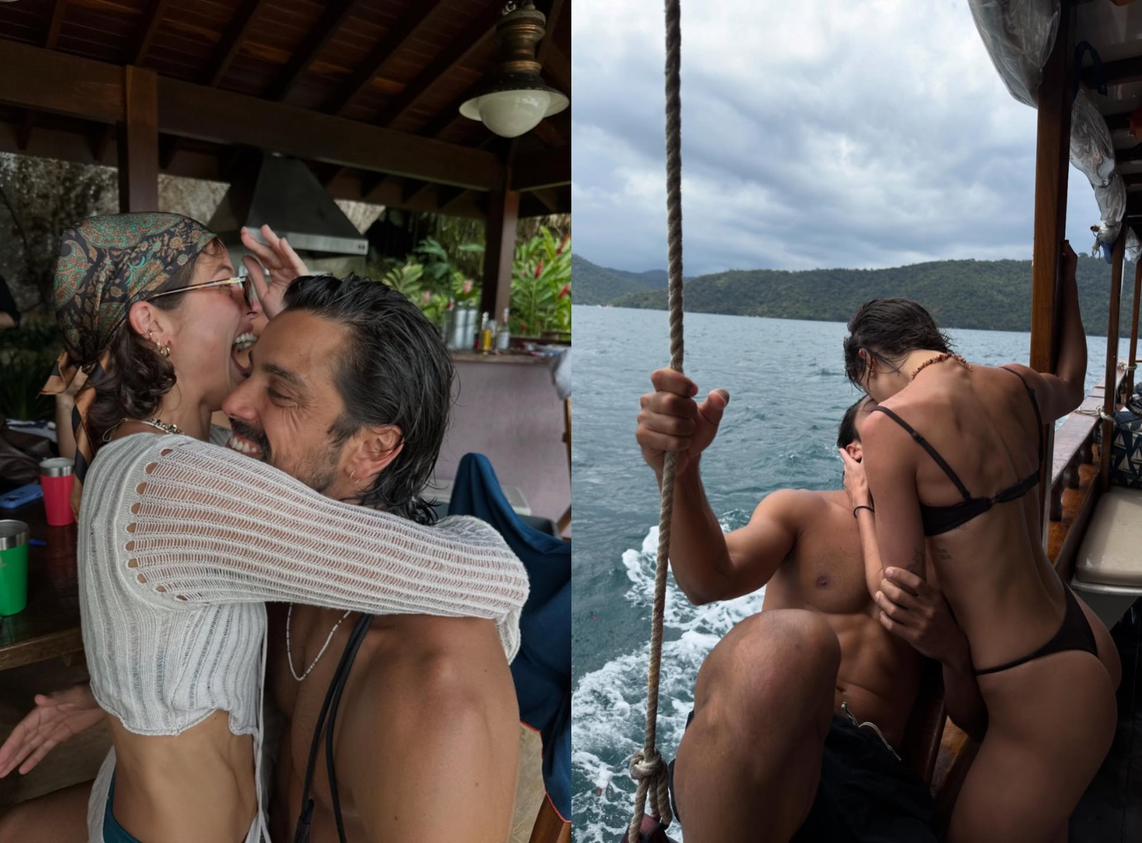 Agatha Moreira compartilha registros aos beijos com Rodrigo Simas, no Réveillon