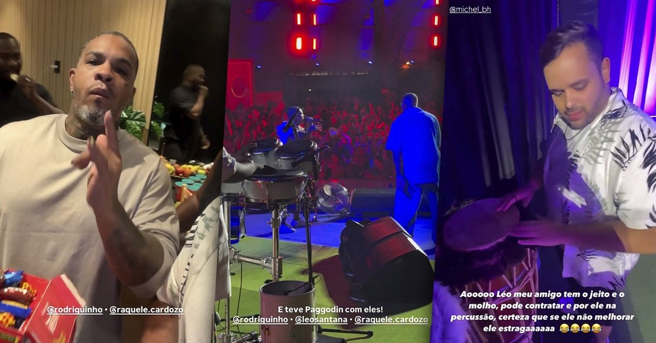 Reencontro de ex-BBBs: Michel e Raquele curtem show de Rodriguinho em BH