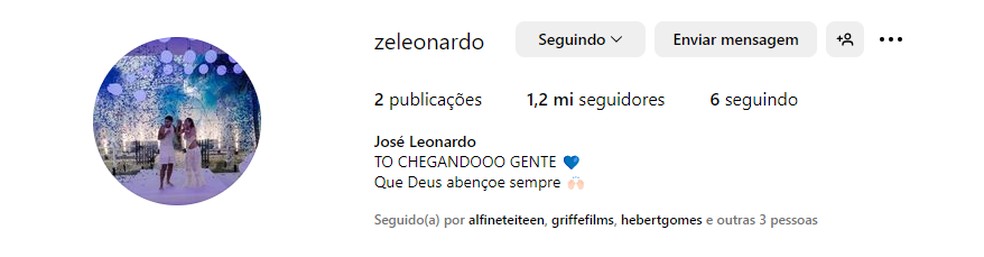 Perfil para José Leonardo, filho de Virginia e Zé Felipe, bate 1 milhão de seguidores menos de 24h do anúncio de seu nascimento — Foto: Instagram