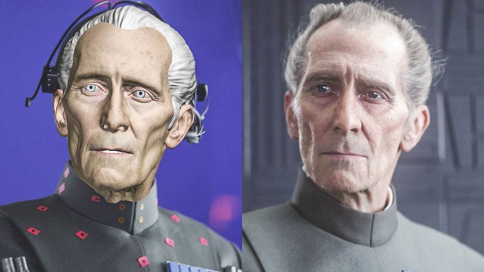 Peter Cushing foi recriado por computação gráfica em "Rogue One" — Foto: Wired/Disney