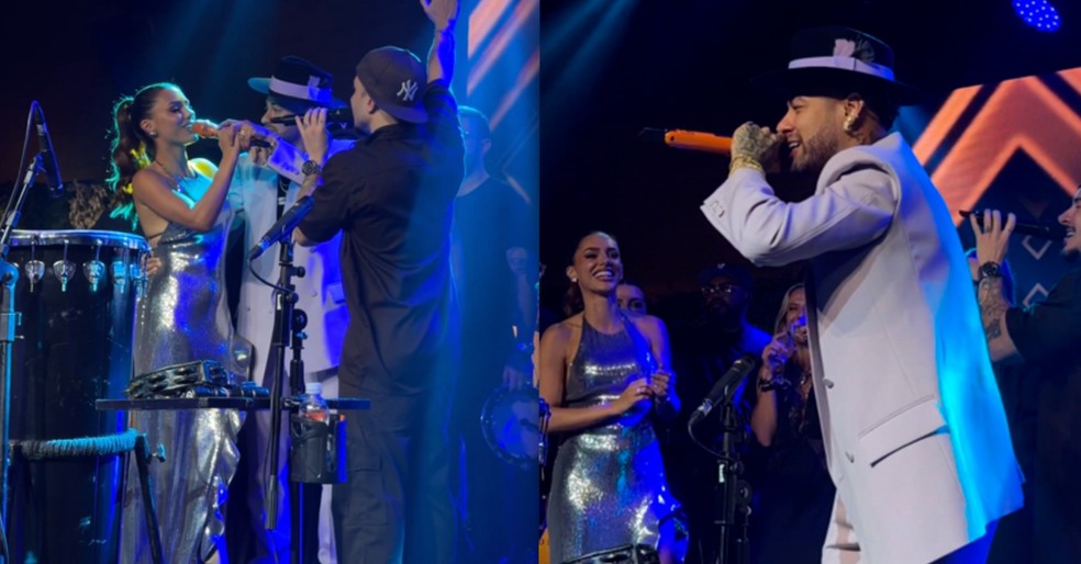 Neymar se declara para Bruna Biancardi em serenata ao som de Sandy & Júnior — Foto: Instagram