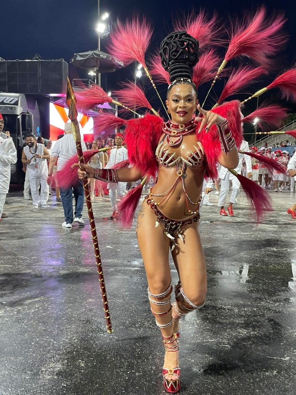 Unidos de Padre Miguel 'abre caminho' em primeiro ensaio técnico na Sapucaí para Carnaval 2025 — Foto: gshow