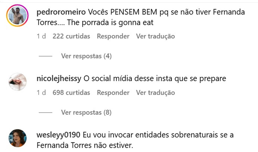 Brasileiros cobram indicações a 'Ainda Estou Aqui' e Fernanda Torres no Oscar 2025 — Foto: Instagram