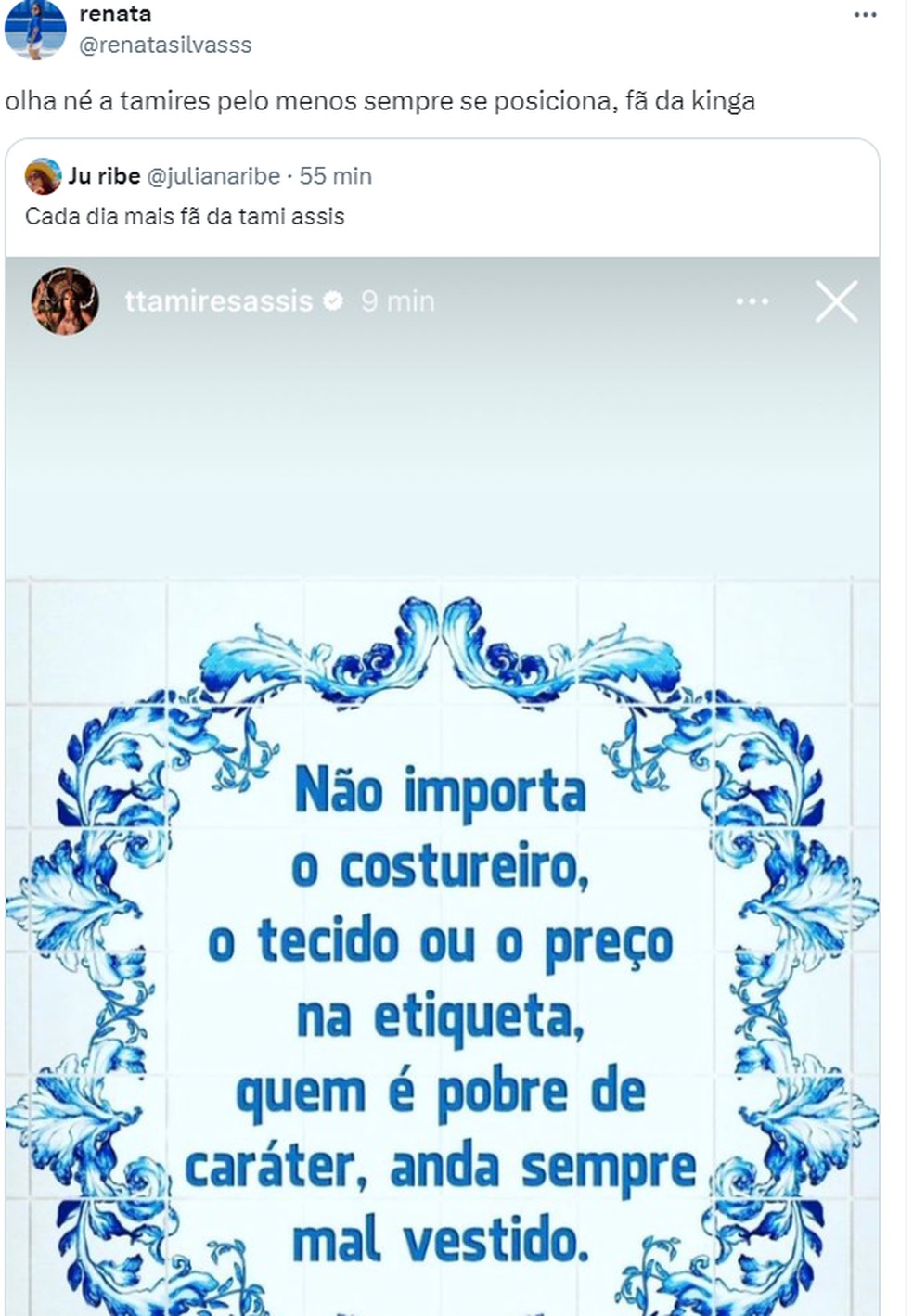Tamires Assis faz post enigmático e web aponta indireta a Davi — Foto: X/Reprodução