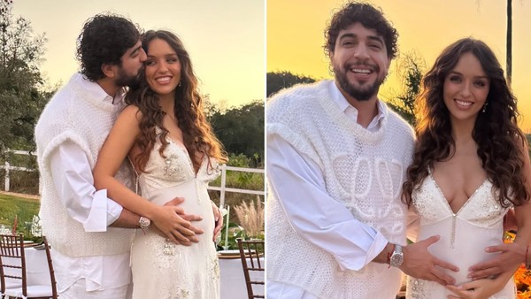 Rafa Kalimann e Nattan no chá revelação do primeiro filho — Foto: Reprodução/Instagram