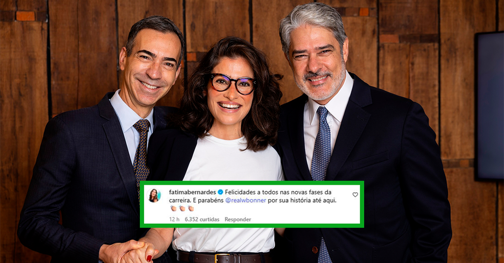 Fátima Bernardes enaltece carreira de William Bonner