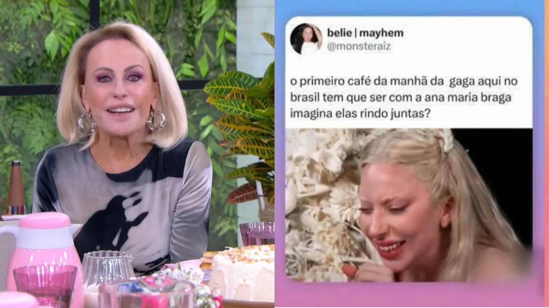 Ana Maria Braga convida Lady Gaga para o café da manhã após ver meme de risada: 'Vamos gargalhar juntas'