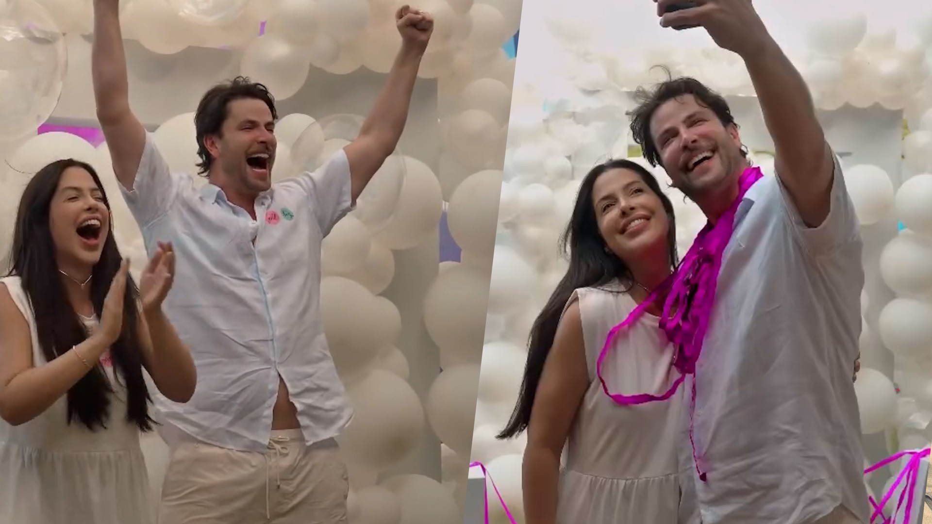 Laís Caldas e Gustavo Marsengo confirmam sexo do bebê em chá revelação