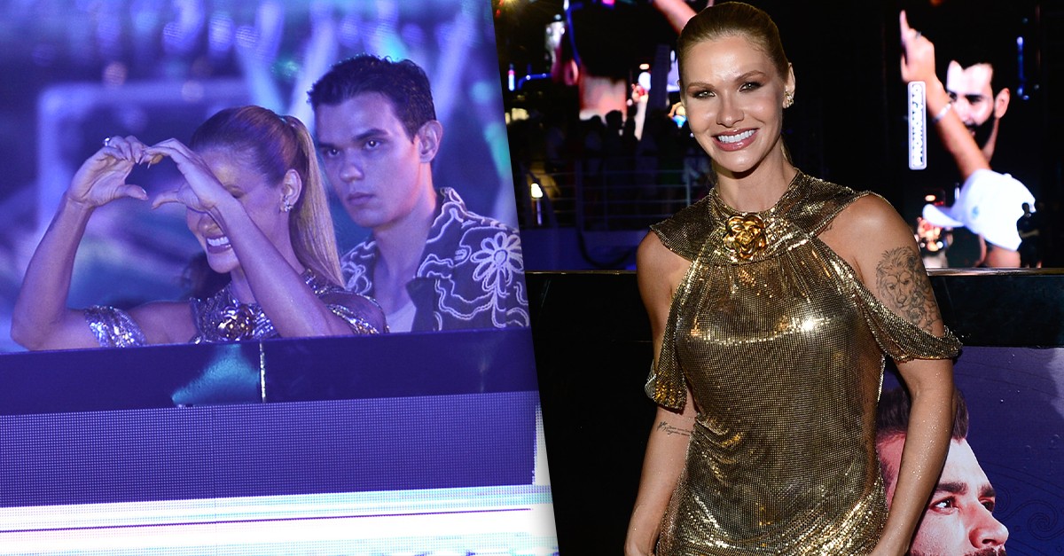 Andressa Suita impacta com vestido dourado em cruzeiro de Gusttavo Lima