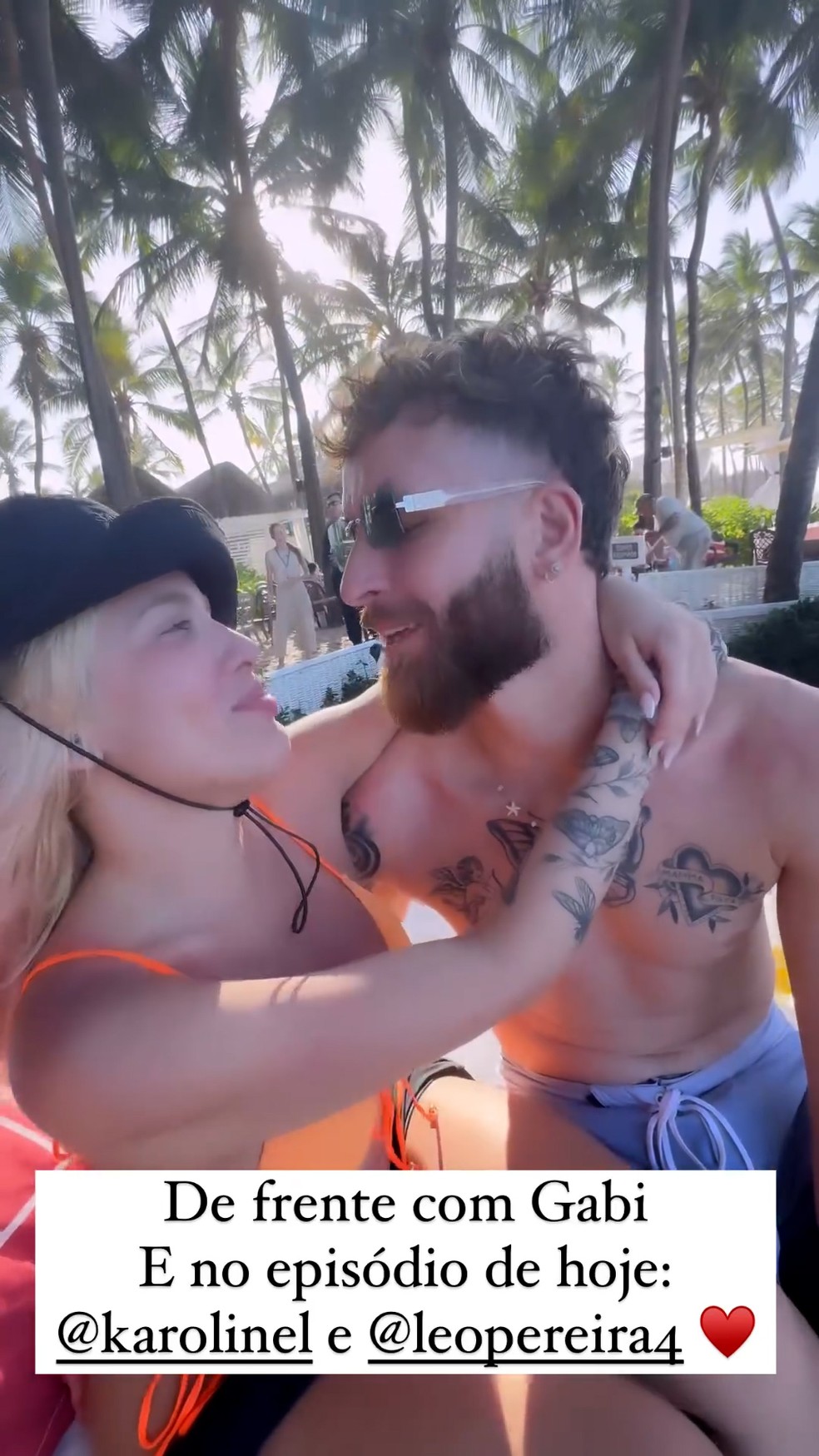 Léo Pereira e Karoline Lima trocam declarações em Fortaleza — Foto: Reprodução/Instagram