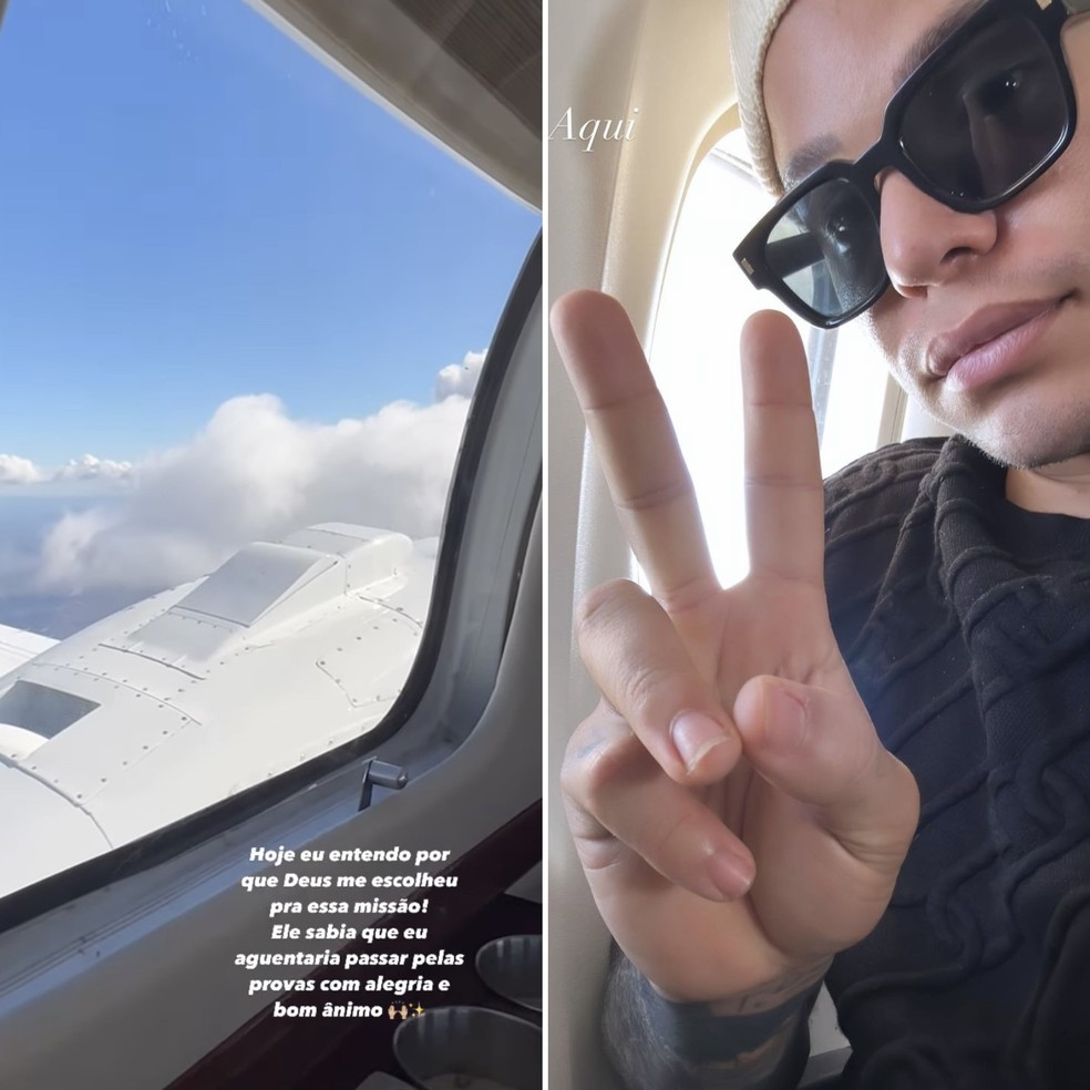 Cantor sertanejo Tierry faz post reflexivo com foto dentro de avião — Foto: Reprodução/Instagram