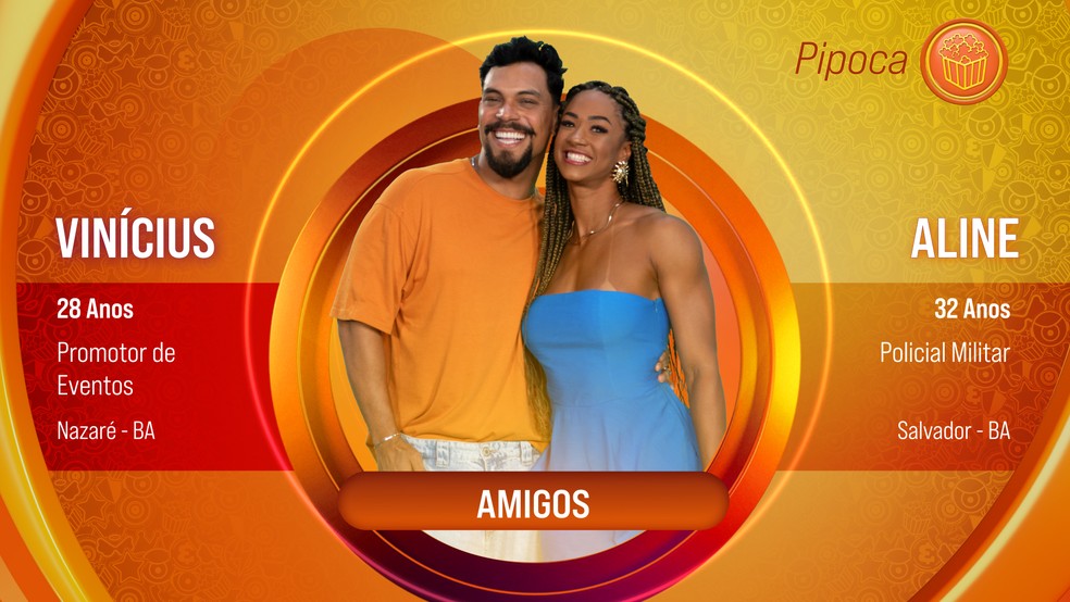 Vinícius e Aline formam a quarta dupla do BBB 25 — Foto: Globo
