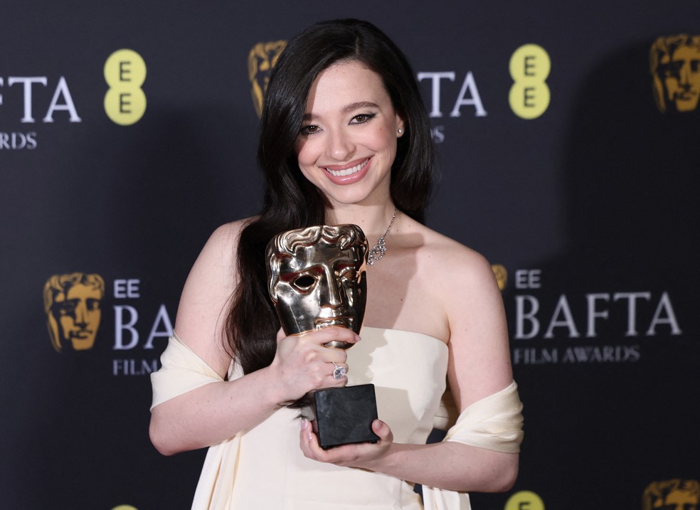 Mikey Madison vence BAFTA de Melhor Atriz por 'Anora' — Foto: REUTERS/Isabel Infantes