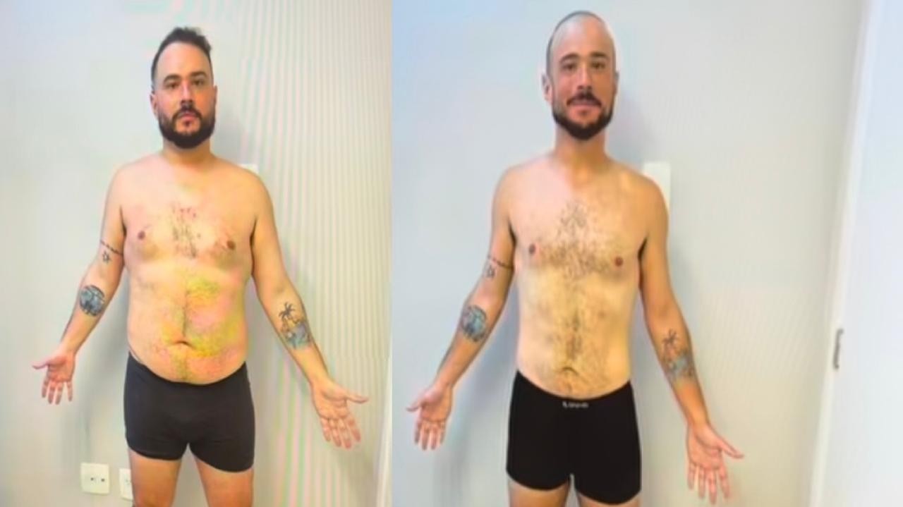 Ed Gama compartilha fotos de sua mudança física e mostra antes e depois de emagrecimento
