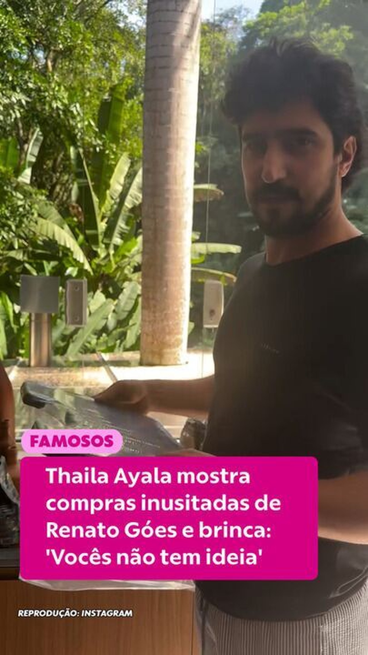 Thaila Ayala mostra compras inusitadas de Renato Góes e brinca: 'Vocês não tem ideia'