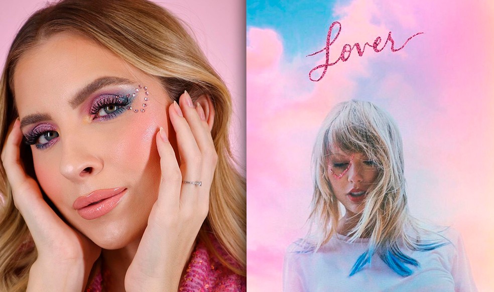 Influenciadora ensina maquiagem temática de Lover para shows de Taylor Swift no Brasil — Foto: reprodução/divulgação