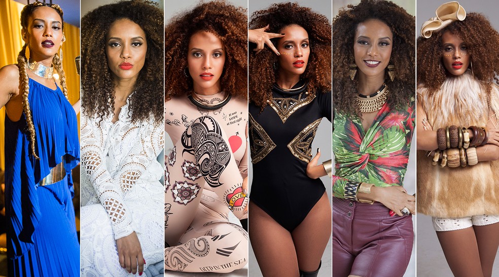 A mulher do Brau (Lázaro Ramos) chama atenção de todos com o figurino cheio de estilo e está sempre lançando moda — Foto: TV Globo