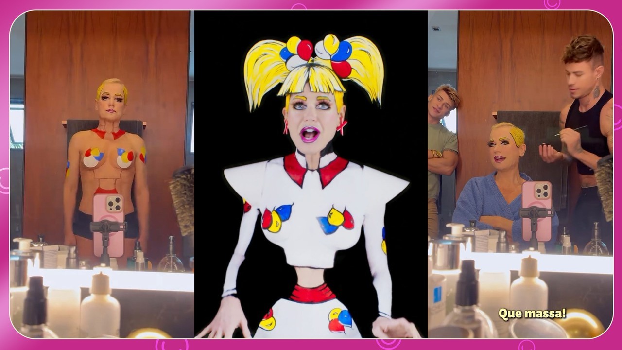 Xuxa mostra bastidores de clipe com pintura corporal: 'Ficou maneiro, né?'