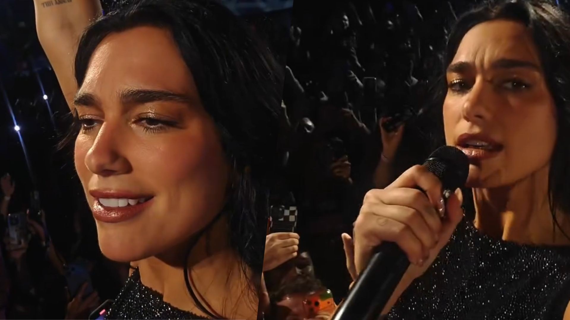 Dua Lipa grava vídeo em show com celular de fã, que se emociona: 'Sonhei com isso 9 anos'