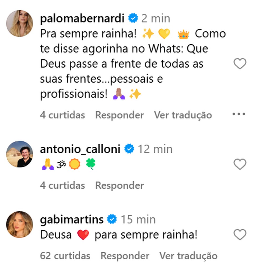 Amigos de Paolla comentam decisão da atriz em deixar o cargo de Rainha de Bateria da Grande Rio — Foto: Reprodução/Instagram