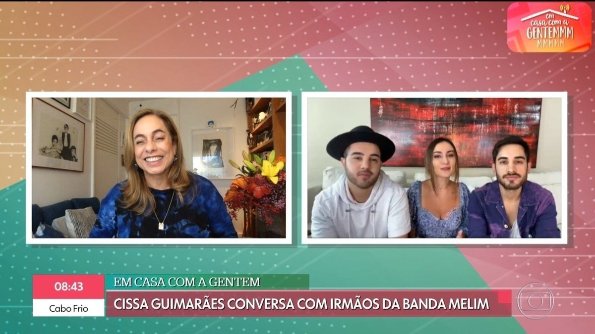 Cissa Guimarães bate um papo com a banda Melim