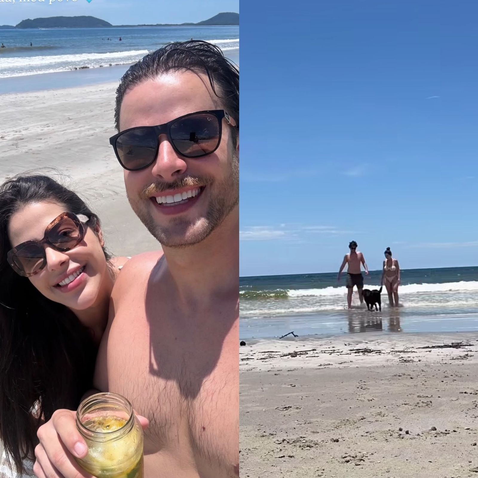 À espera do primeiro filho, Laís Caldas curte mergulho ao lado de Gustavo e celebra: 'Renovados'