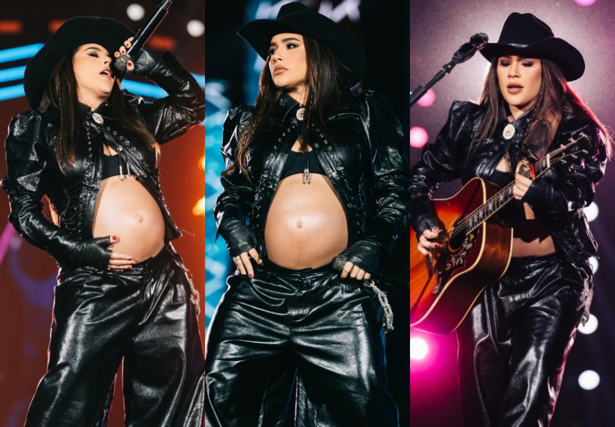 Gravidíssima, Lauana Prado exibe barrigão em show; veja fotos