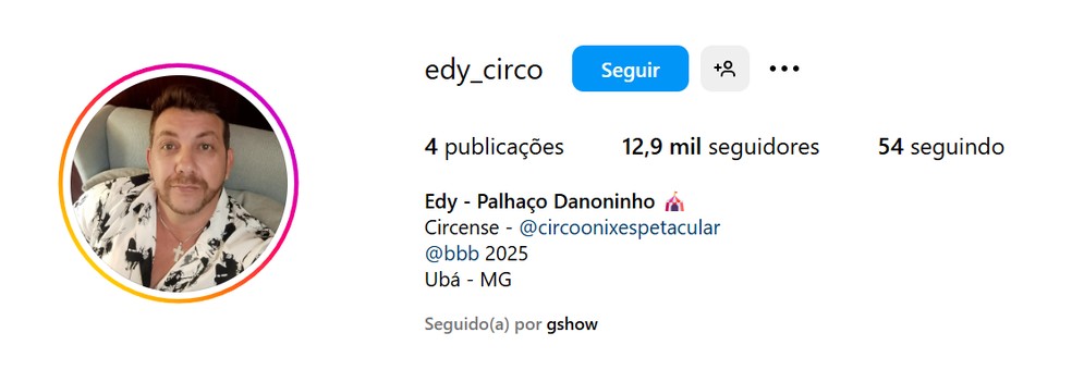 O circense Edy conquistou a marca dos 10 mil de seguidores! — Foto: Instagram