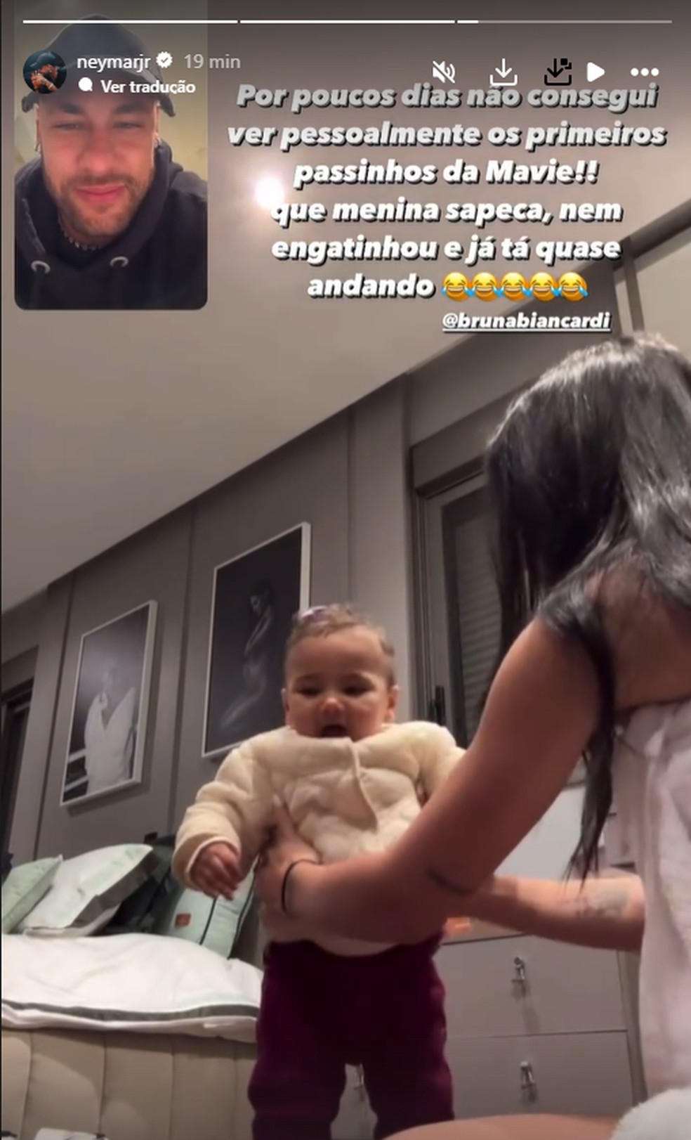 Neymar posta reação aos primeiros passos de Mavie — Foto: Instagram