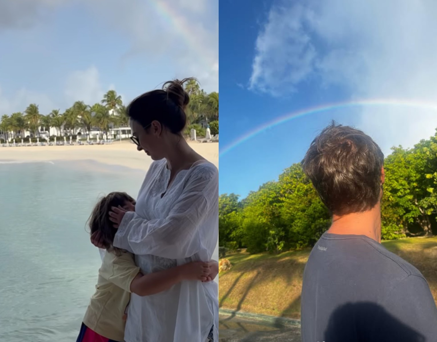 Com direito a chamego e arco-íris, Tata Werneck mostra momento de afeto em família e brinca: 'Filha alta'