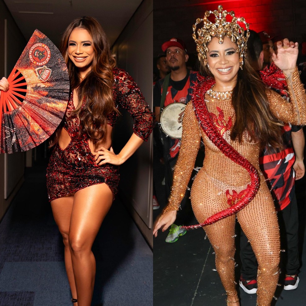 Lexa usa dois looks em coração, o segundo tem 100 mil cristais bordados à mão — Foto: Lua Dudu/Tomzé Fonseca/Agnews